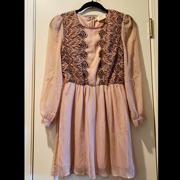 Urban Outfitters Dresses & Skirts - PINS AND NEEDLES light pink, lace/knit front, formal dress